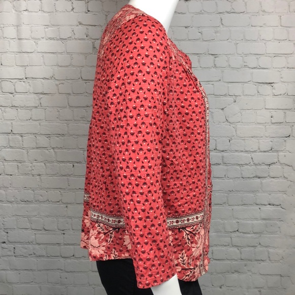 0X 1X Style & Co Pink Floral Splitneck Top Plus Sz - Picture 4 of 7